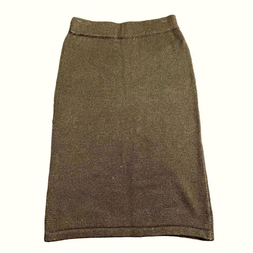 Vintage Cezanne Black knitted cotton ramie midi skirt